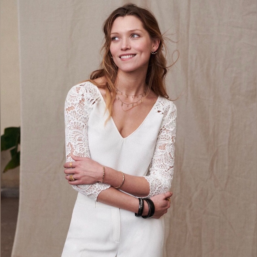 Sezane Claudia Blouse in white NWT